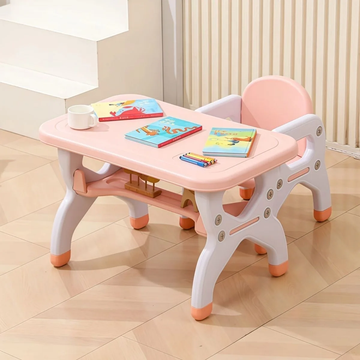 AOLIVIYA School Reading Room Desk Chair Set Kids Study Learning Table Classroom Table Nordic Eat Paint Write Multi
