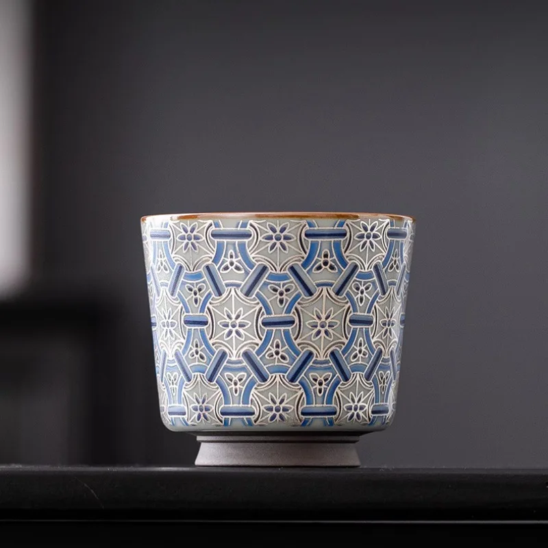 

Керамическая чайная чашка Ru Kiln, филигранная серебряная чайная чашка кунг-фу, дегустационная чашка, чайный шедевр, мастер-чашка, элитный подарок