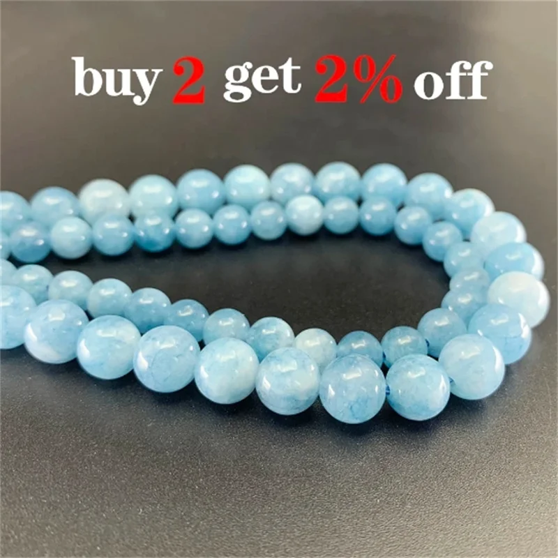 1 strand/lot 4/6/8/10/12mm Natural Aquamarin Agat Stone Bead Round Loose Spacer Beads For Jewelry Making Findings DIY Bracelet