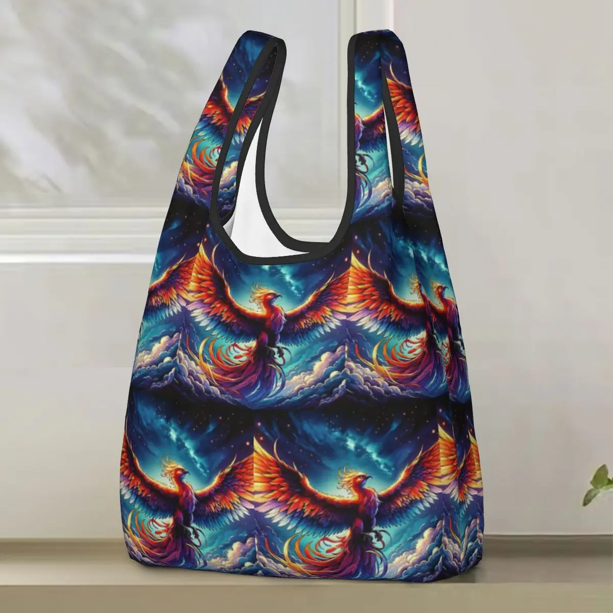 

Красочная сумка для покупок Majestic Phoenix, портативные сумки-тоут, складная сумка-шоппер на плечо, продуктовая сумка