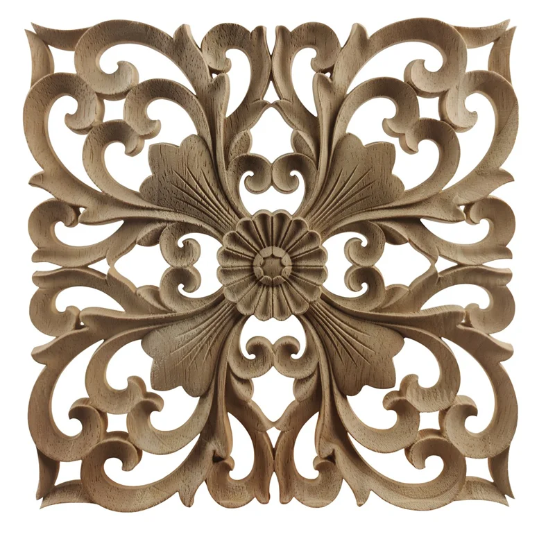 

2Pcs European-Style Wood Carved Decal Corner Onlay Applique Frame Furniture Wall Unpainted Home Cabinet Door Decor Craft