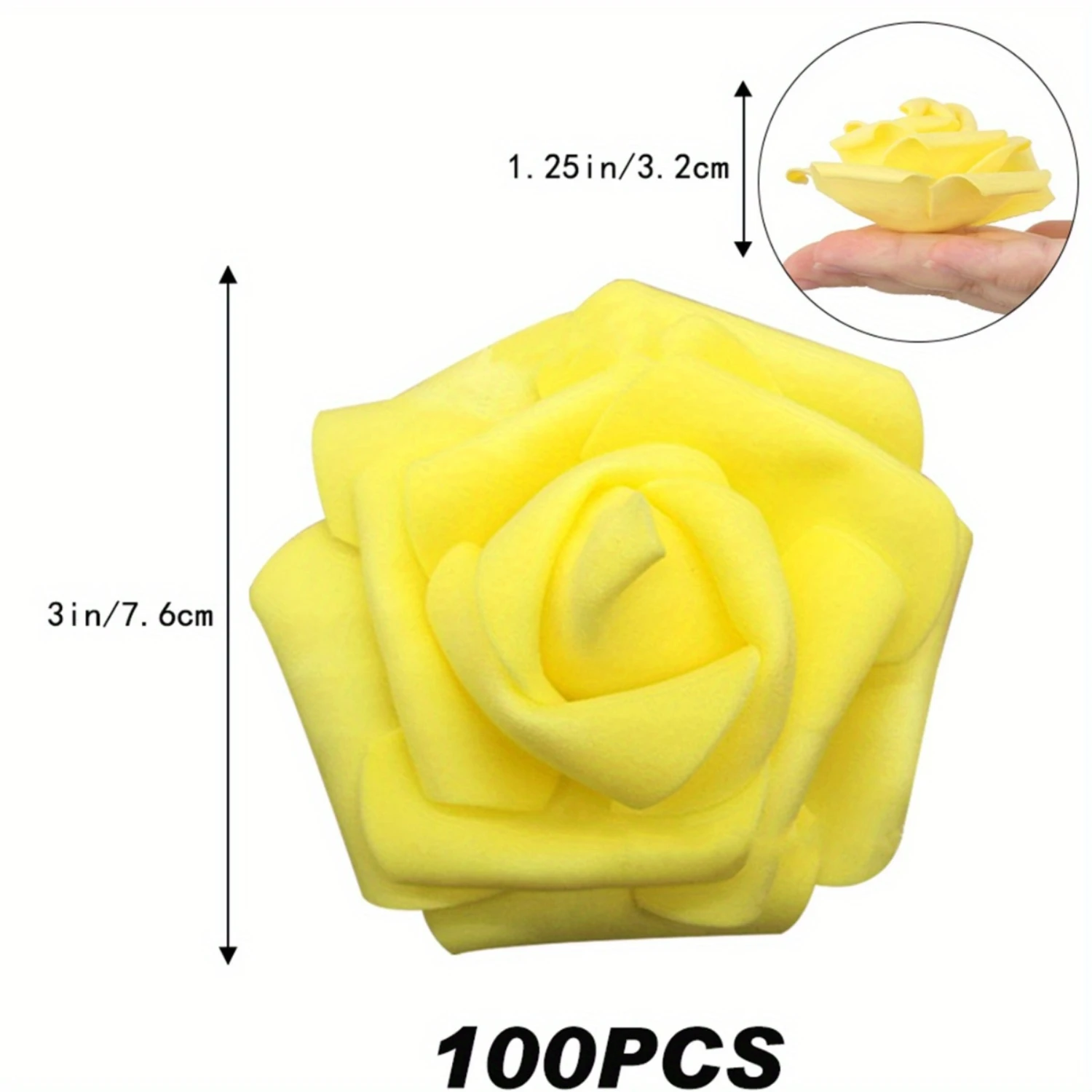

100 Pcs Artificial Rose Flower Heads - Soft Foam, -Realistic, DIY Perfect - Ideal for Romantic Wedding Decor, Baby Shower, Cente