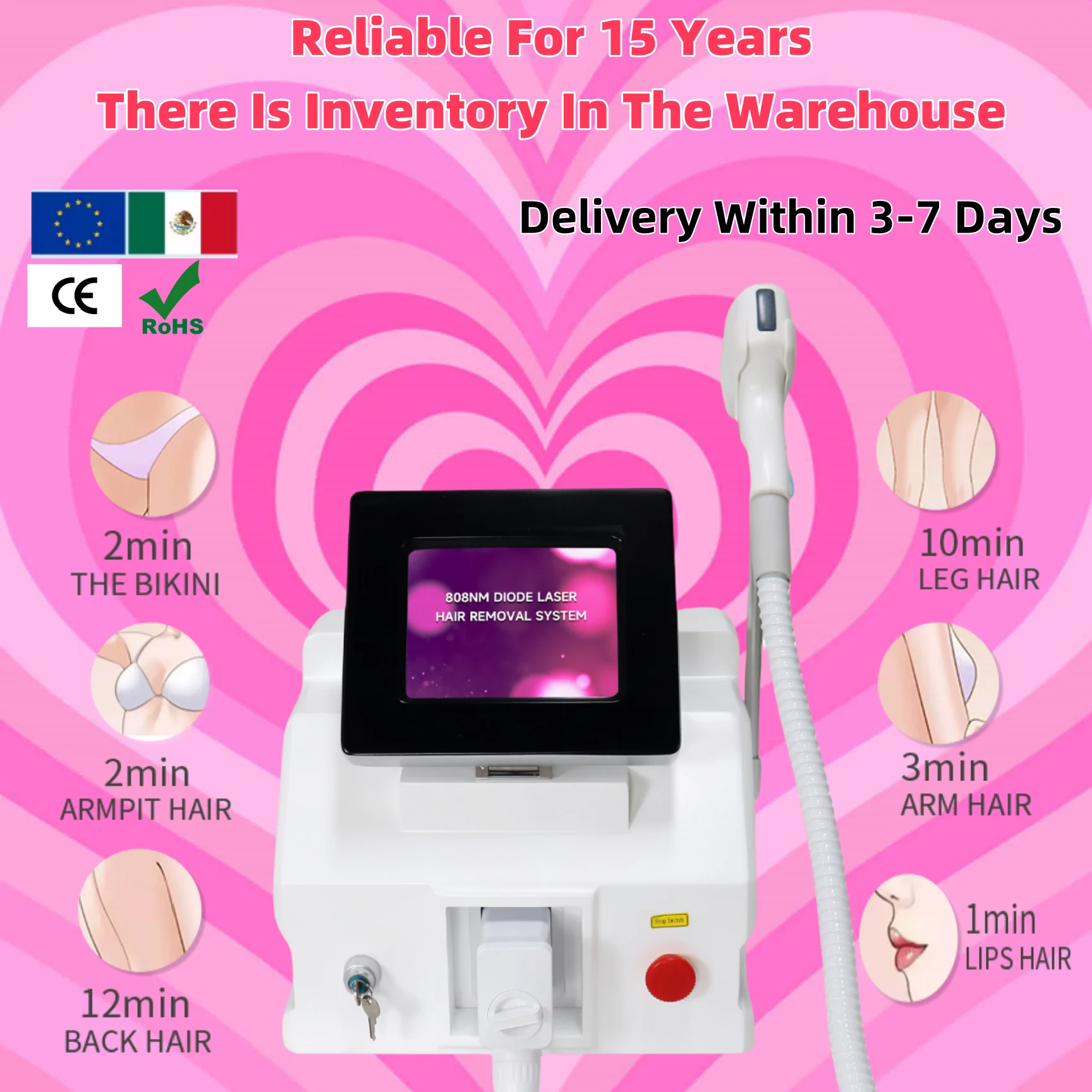 

2025 Hot Selling Professional 3-Wavelength Painless Skin Rejuvenation Permanent Hair Removal Freezing Point Laser Beauty Machine