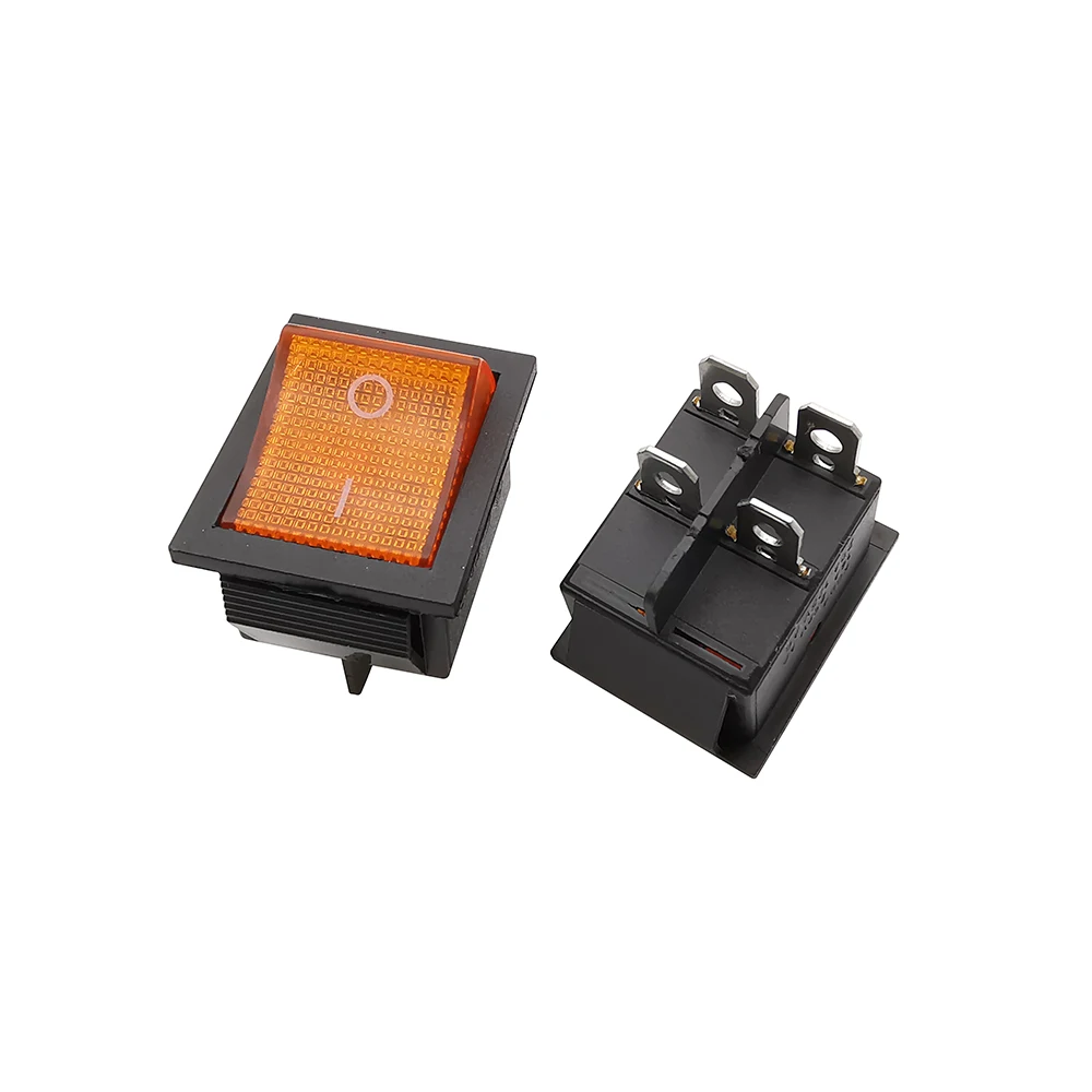 1Pcs KCD4 Latching Rocker Button Switch With Light Power 4 Pin 6 Pin 16A 250VAC 20A 125VAC ON-OFF / ON-OFF-ON 31x25mm