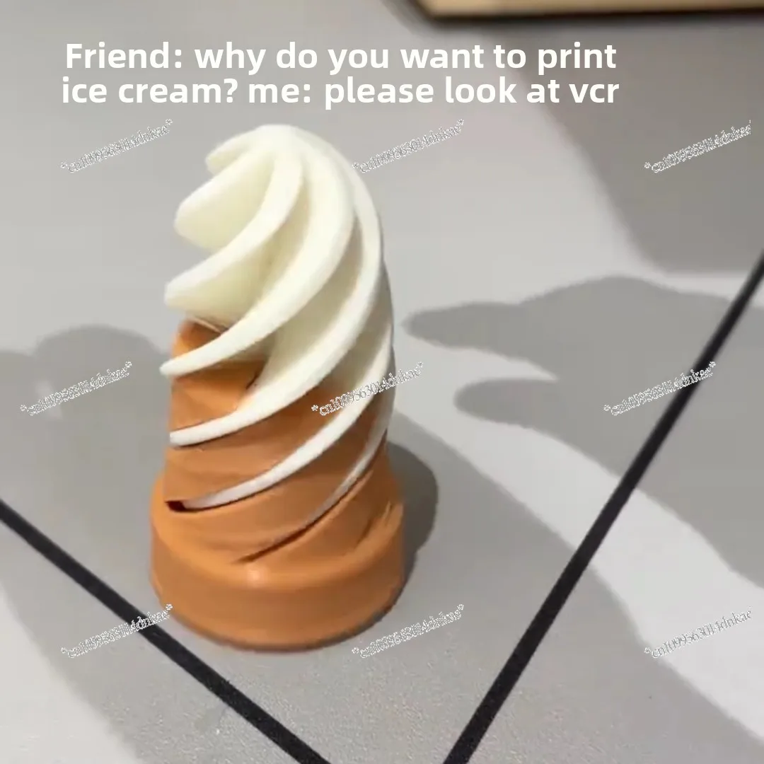

3D Printing Ice Cream Spin Music Decompression Decorative Ornament Props Children's Creative Crispy Cone Decompression Toy