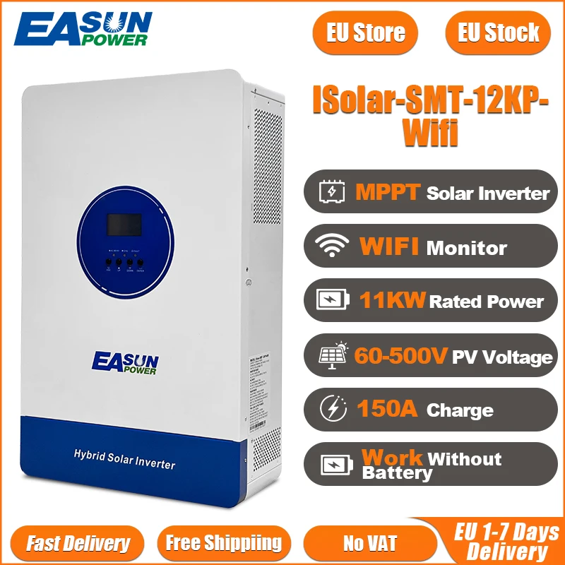 Easun Dual Mppt Hybride Soalr Inverter 11kw 150a Dual Ac Output 230V 48V 50Hz/60Hz 500vdc Off Grid Solar Oplader Wifi Parallel