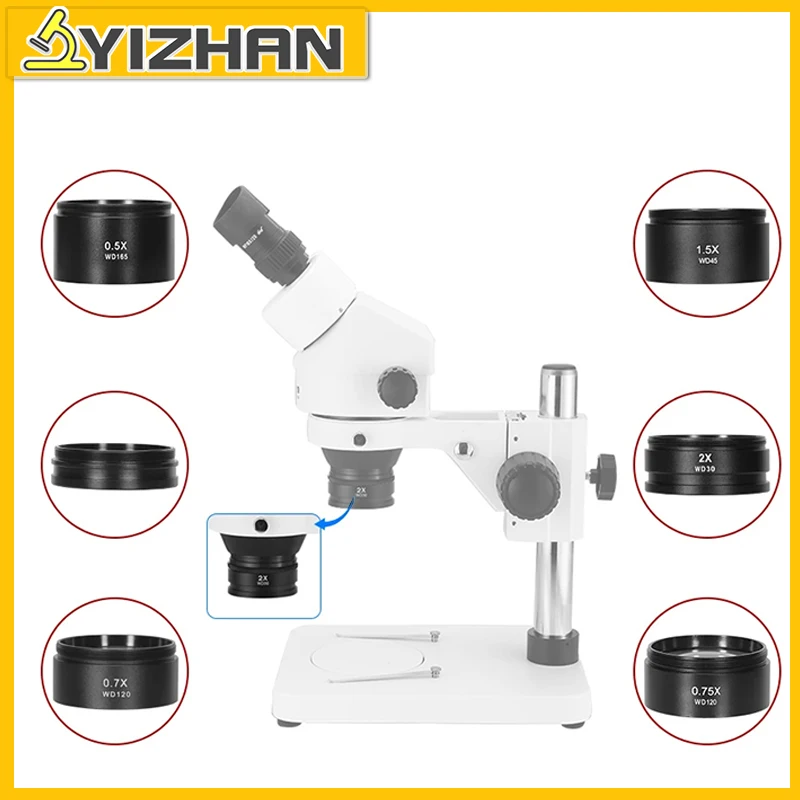 YIZHAN 0,3X 0,5X 0,7X 0,75X 1X 1,5X 2X lente objetivo de microscopio estéreo 48mm objetivo auxiliar Barlow para Binocular Trinocular