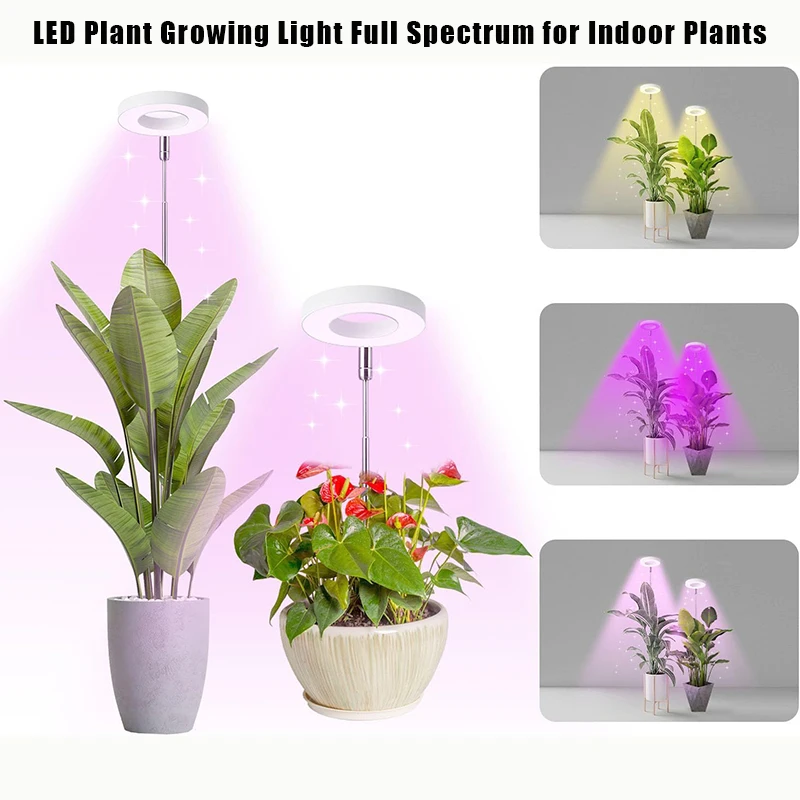

LED Plant Growing Light Full Spectrum for Indoor Plants,Height Adjustable, Automatic Timer, 5V Low Safe Voltage
