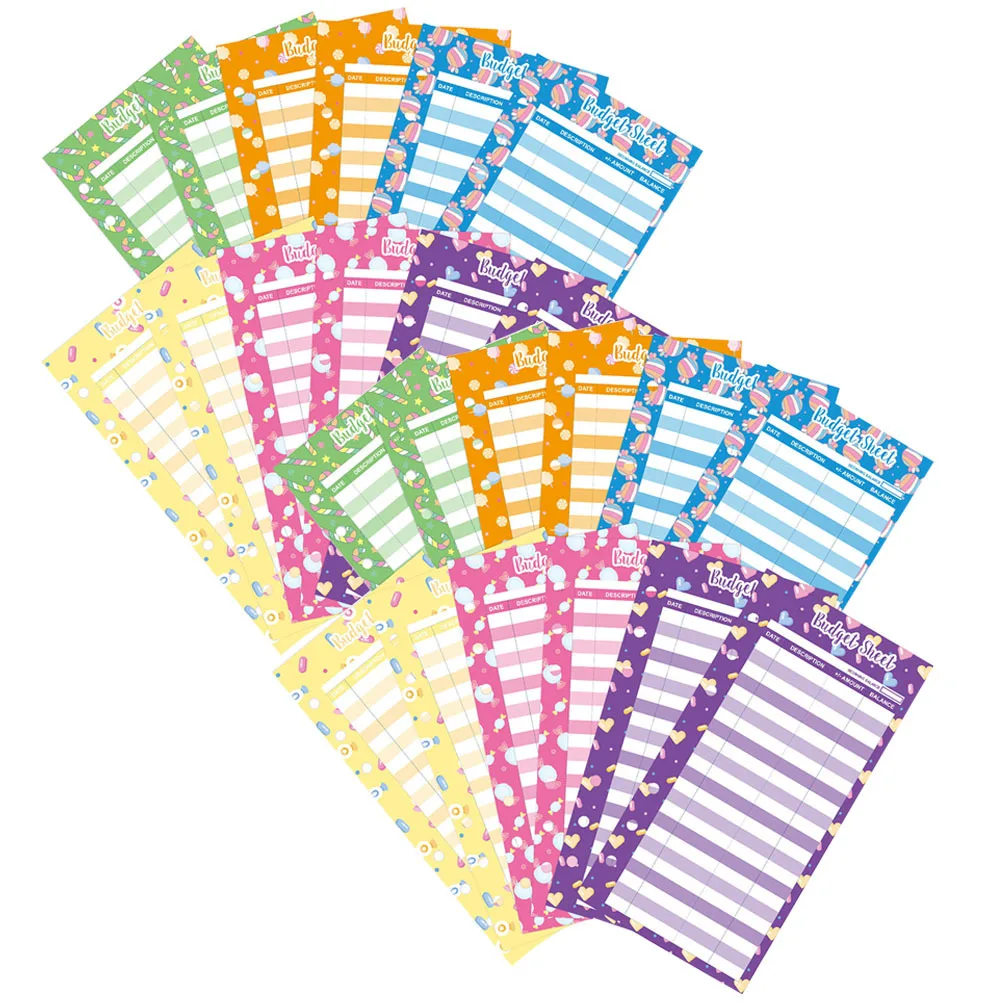 50 ورقة من مخطط الميزانية المطبوع بالحلوى، أوراق تتبع ثقب الورق، أداة الإدارة المالية المحمولة للمكتب المنزلي #1