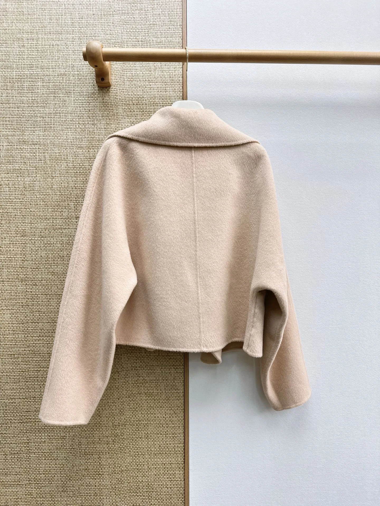 Women Autumn Winter New Short Lapel Double Faced Wool Coat Handmade Double Sided Woolen Jacket Casual Elegant Outerwear