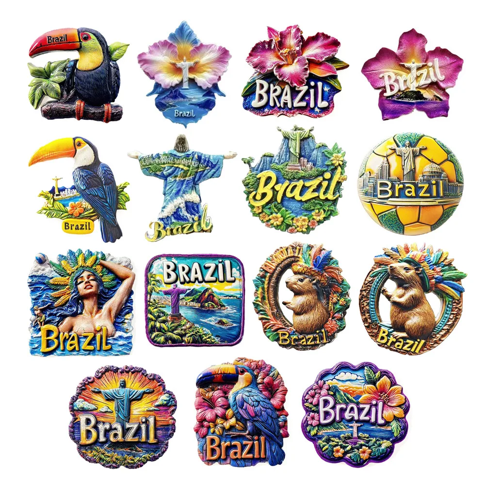 South America Brazil Resin 3D Fridge Magnets Tourism Souvenir Refrigerator Sticker Handicraft Gift Decoration Articles