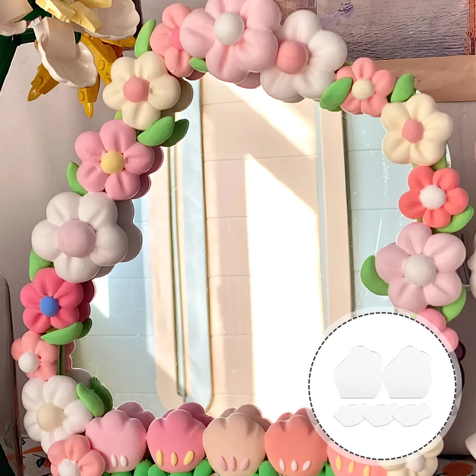 

5Pcs DIY Irregular Mirror Sheet Acrylic Makeup Mirror for Portable Travel Essential Stylish Household Dorm Room