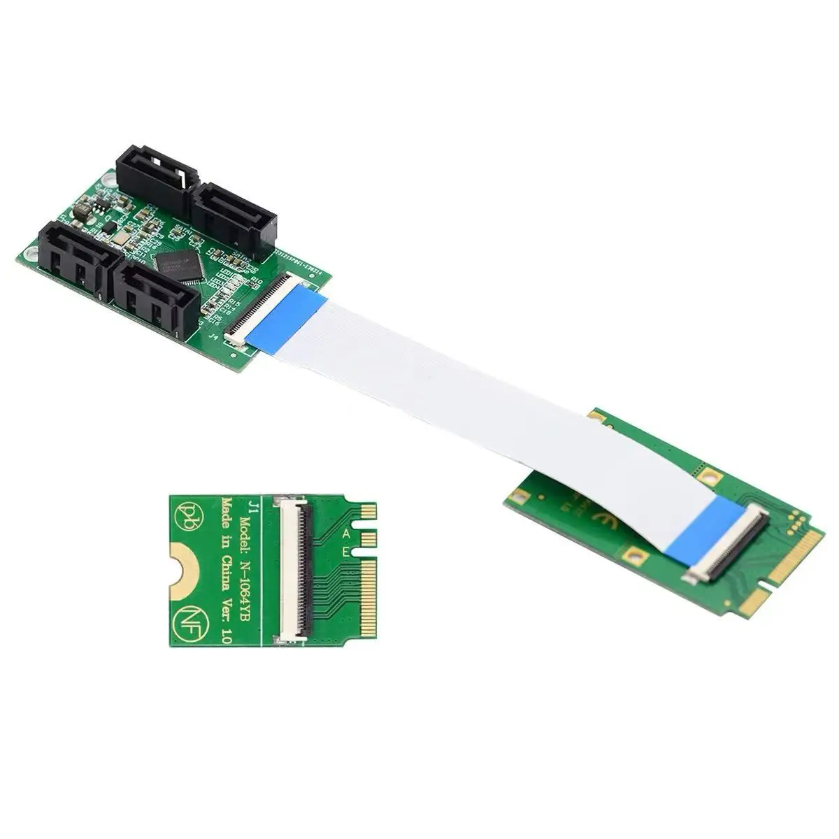 NGFF Key A+E PCI Express to SATA 3.0 6Gbps Dual Ports Adapter Converter Hard Drive Extension Card JMB582 2230