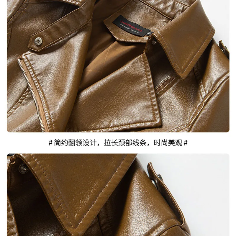 Spring Autumn New Leather Jacket Women's Short Fashion Motorcycle Leather Coat Streetwear Y2K PU Leather Oversized Outwear Tops