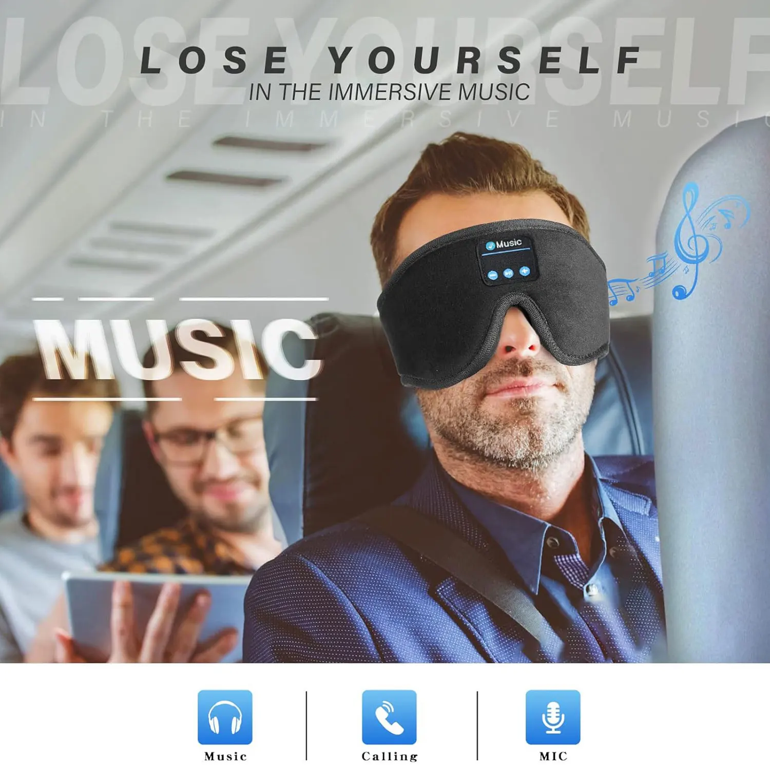 Bluetooth 5.3 Sleep Mask Headphones, Wireless Music Sleeping Eye masks, Comfort for Side Sleepers, Cool Gadget & Unique Gift
