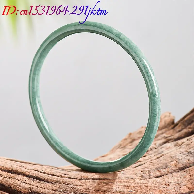 Natural Burmese Jadeite Bracelet Bangle Real Jade Designer Accessories Carved Gemstone Amulet Fashion Vintage Gifts for Women view 3