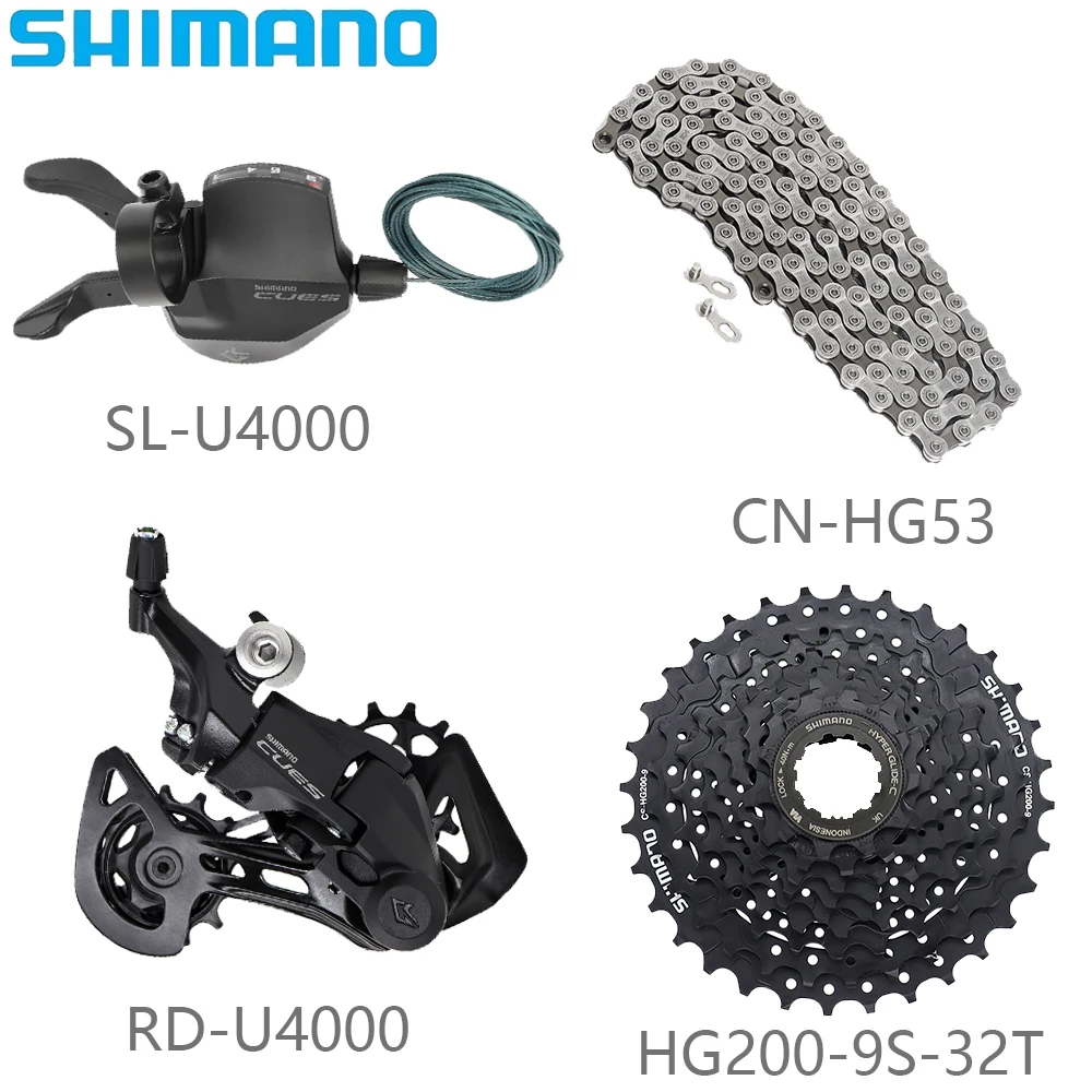 SHIMANO U4000 9 Speed Bicycle Derailleur Kits CN-HG53 Chain  CS-HG200-9S 11-32/34/36T Cassette Bicycle Parts