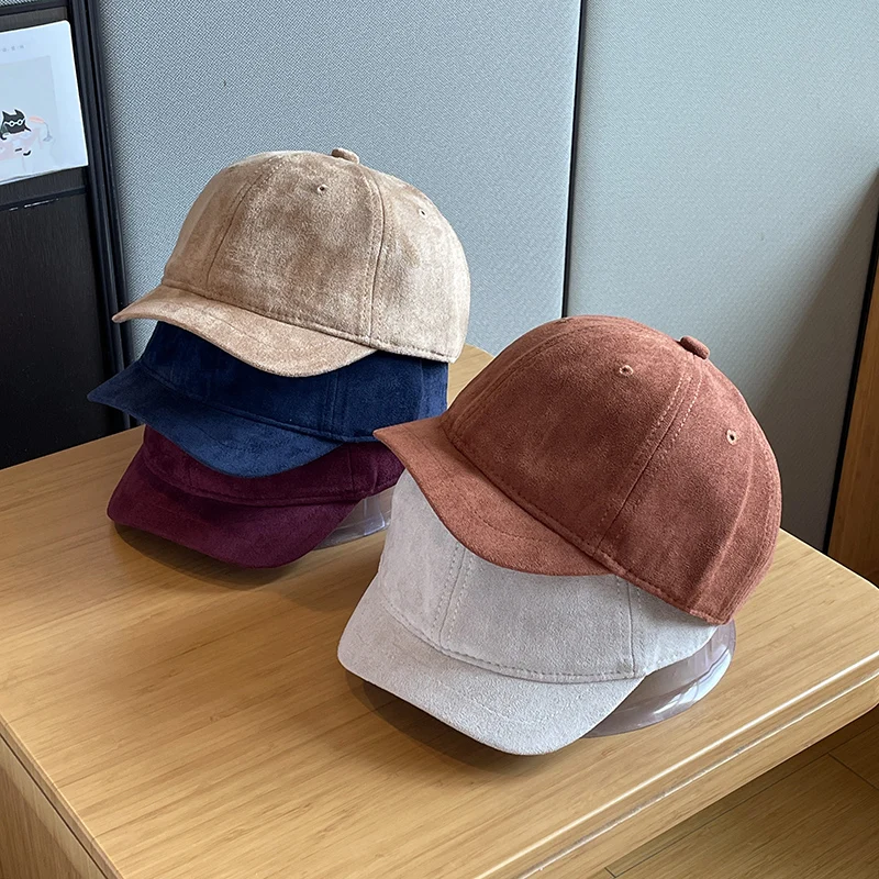 

Autumn New Suede Short Brim Peaked Cap Women's Street Lovers Wild Baseball Cap Men