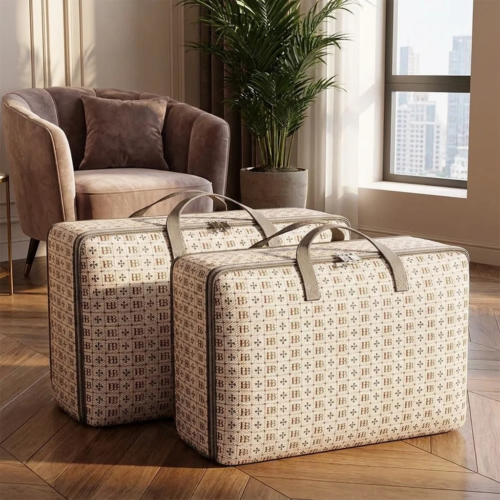 Portable Extra Large Capacity Quilt Storage Bag Zippered Dust Prevention Clothes Storage Bins Moisture-proof Closet Zipper Bags