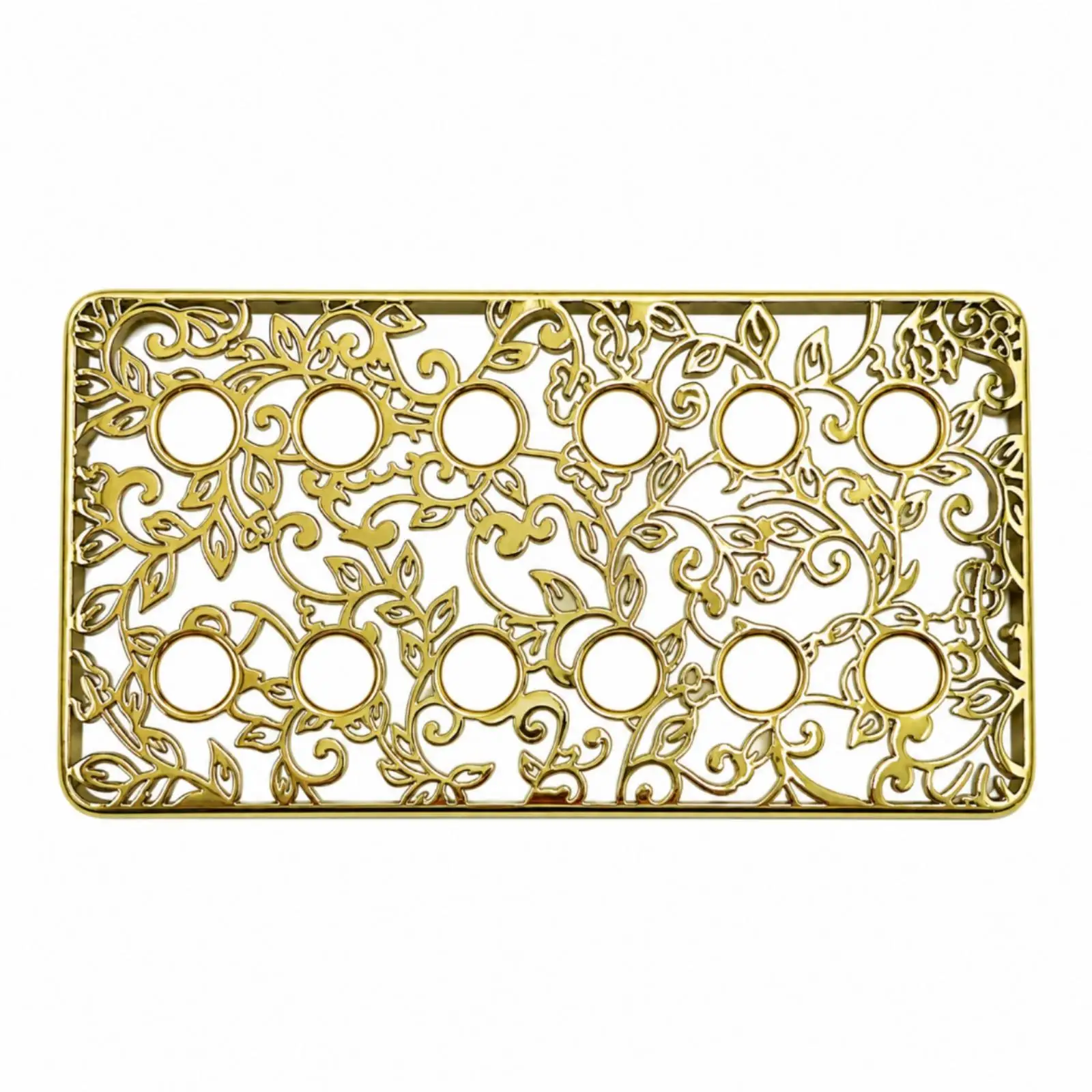 Brass Electric Guitar Neck Pickup Cover 50mm Floral Scroll Cutout with Polished Reflective Finish