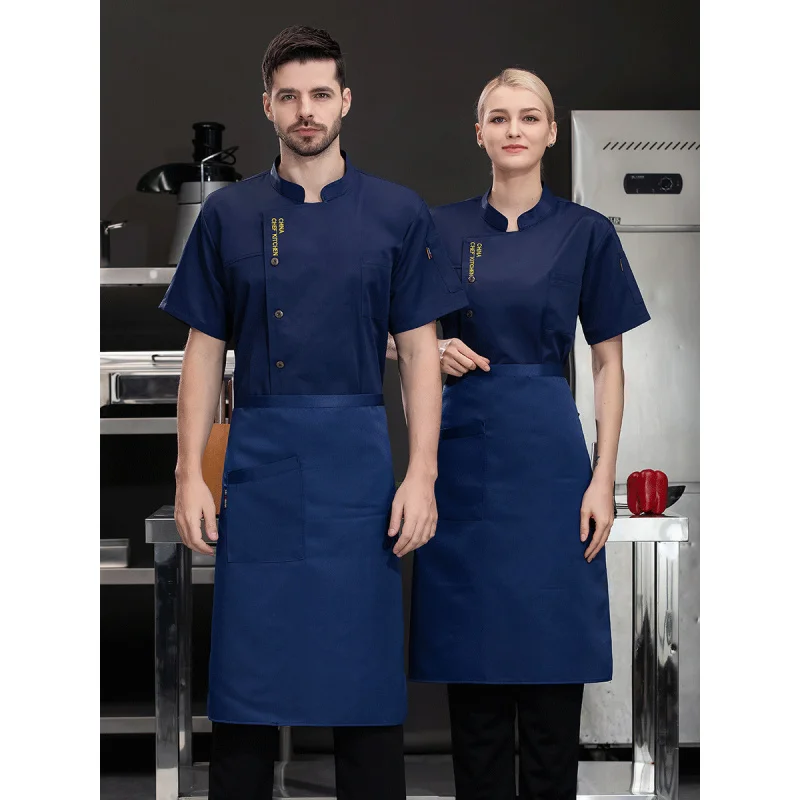 Hochwertige Koch-Overalls für Herren, kurzärmelig, für Hotel, Esszimmer, Küche, Koch, Arbeitskleidung, Backen, Kochen, Kochkleidung, Sommer