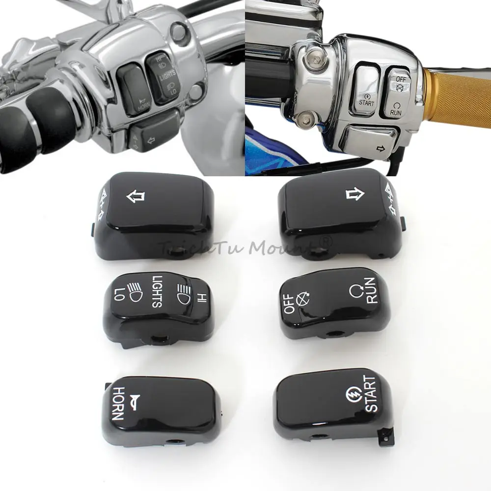 

Motorcycle Handlebar Control Accessories Black Switch Caps Button Cover Kit For Harley Sportster Touring Road King Dyna Fat Bob