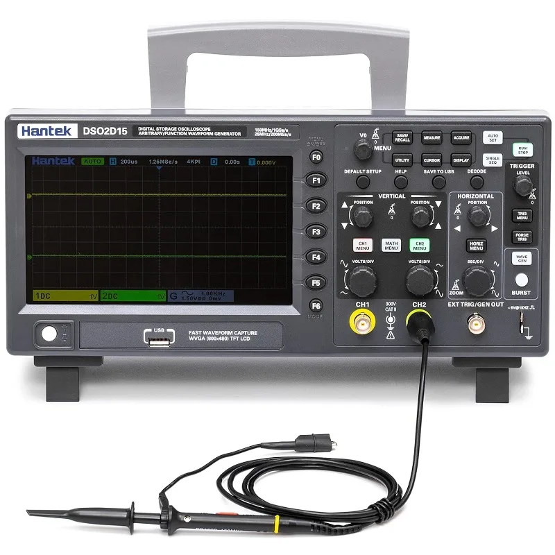 디지털 스토리지 랩 오실로스코프, DSO2D15, 150MHz 대역폭, 2CH 듀얼 채널, 1GSa/s, 8M 메모리 깊이, 1CH