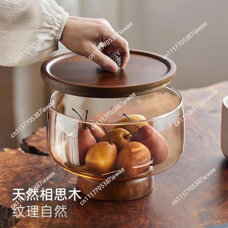 Fruit plate, living room coffee table, household exquisite snacks, high-value candy plate, glass high-footed fruit basket