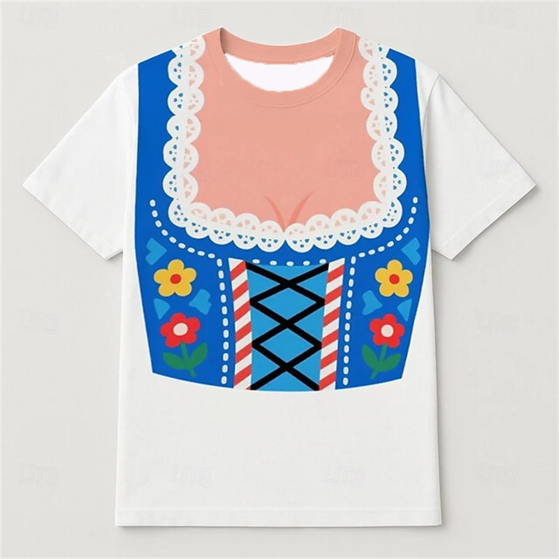 Oktoberfest Beer Festival T-Shirts Cosplay Costume 3D Print Women's Short Sleeve T Shirt Harajuku Tees Y2k Tops Female Clothing