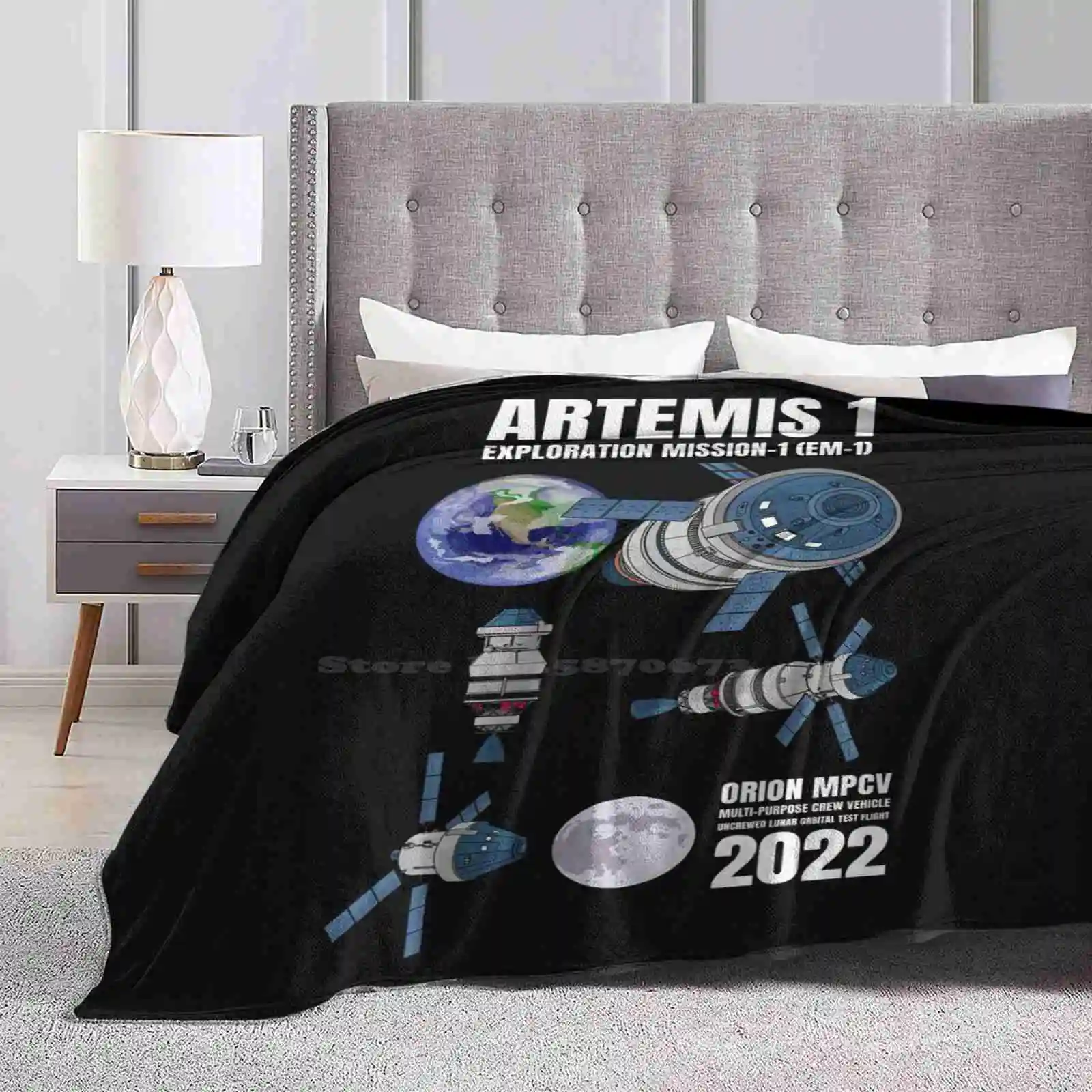 Artemis 1 Spacecraft Moon Exploration Mission 1 2022 Gift Four Seasons Comfortable Warm Soft Throw Blanket Artemis 1 Moon