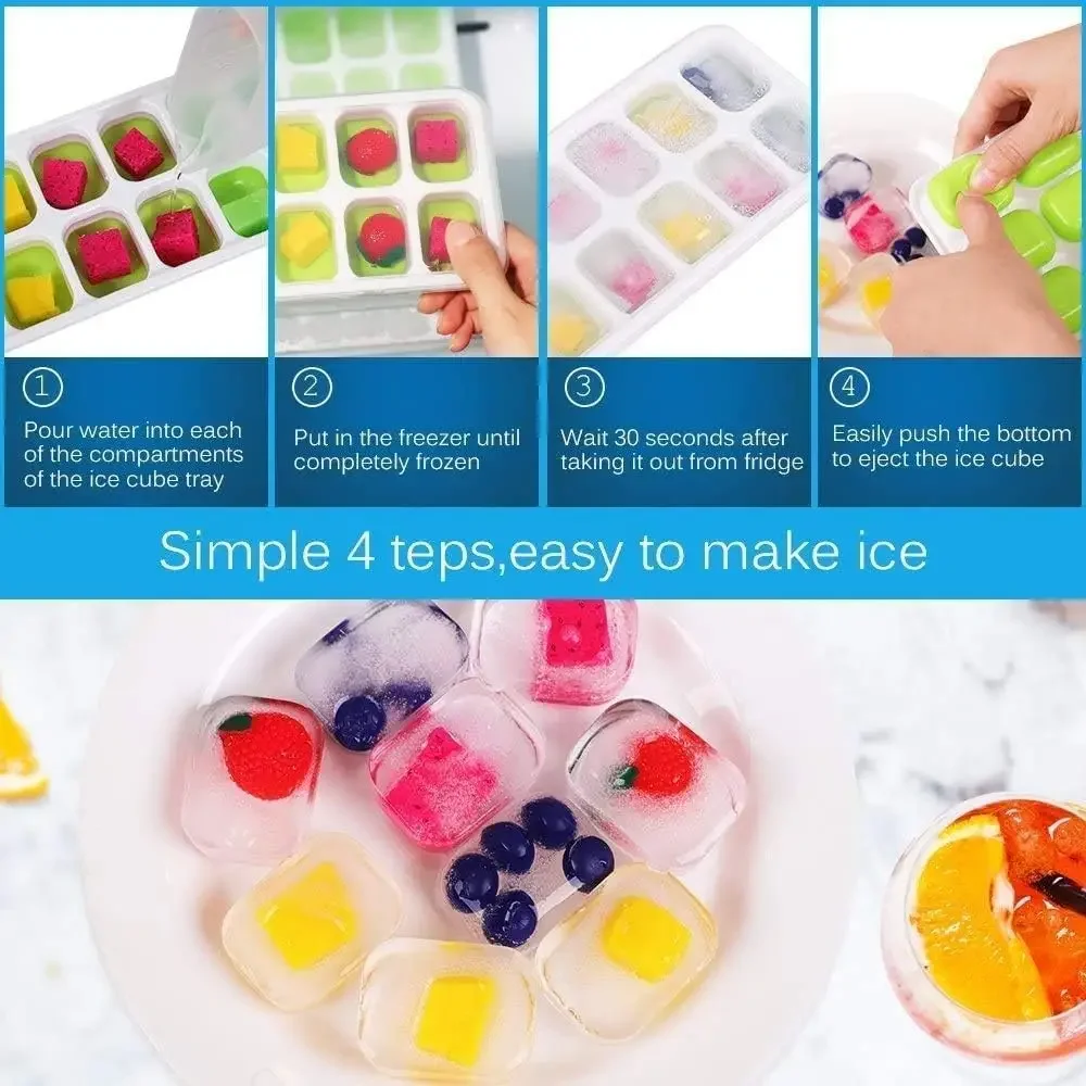 14 Grid Ice Cube Tray Silicone Mold Square Ice Cube Tray Mold Ice Cube Maker Non-toxic Durable Bar Pub Wine Ice Blocks Maker