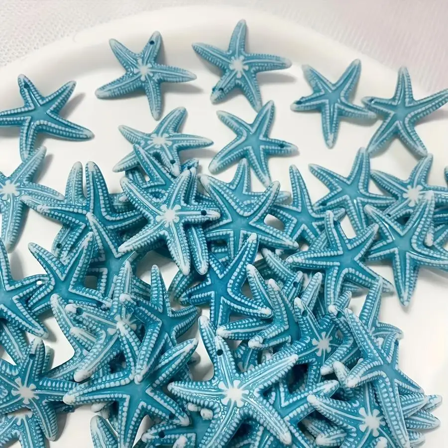 1/5/10/20/50/100pcs Blue Handmade Bohemian Beach Seaside Starfish Marine Life Pendant Accessories for Jewelry Bracelet Necklace