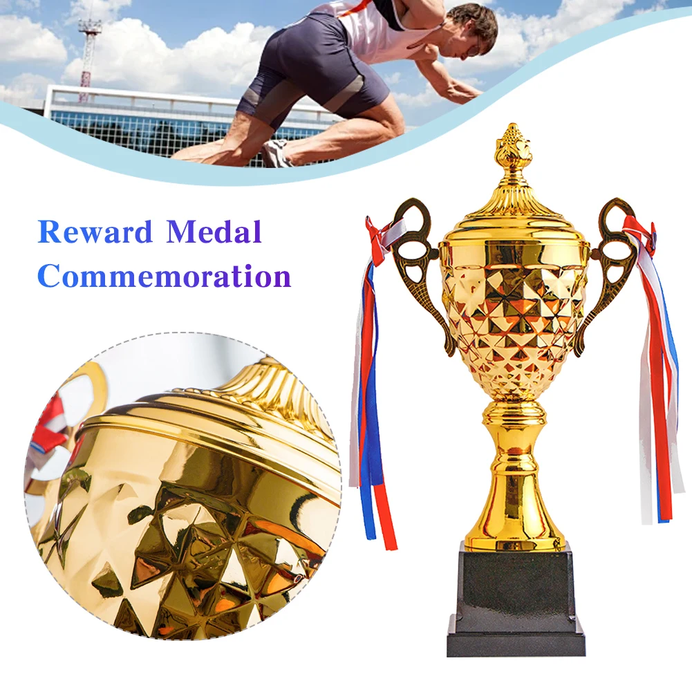 Gold Trophy Cup Height 33cm Football Trophy Competition Trophy Metal Sports Trophy Award Trophy for Competition Race