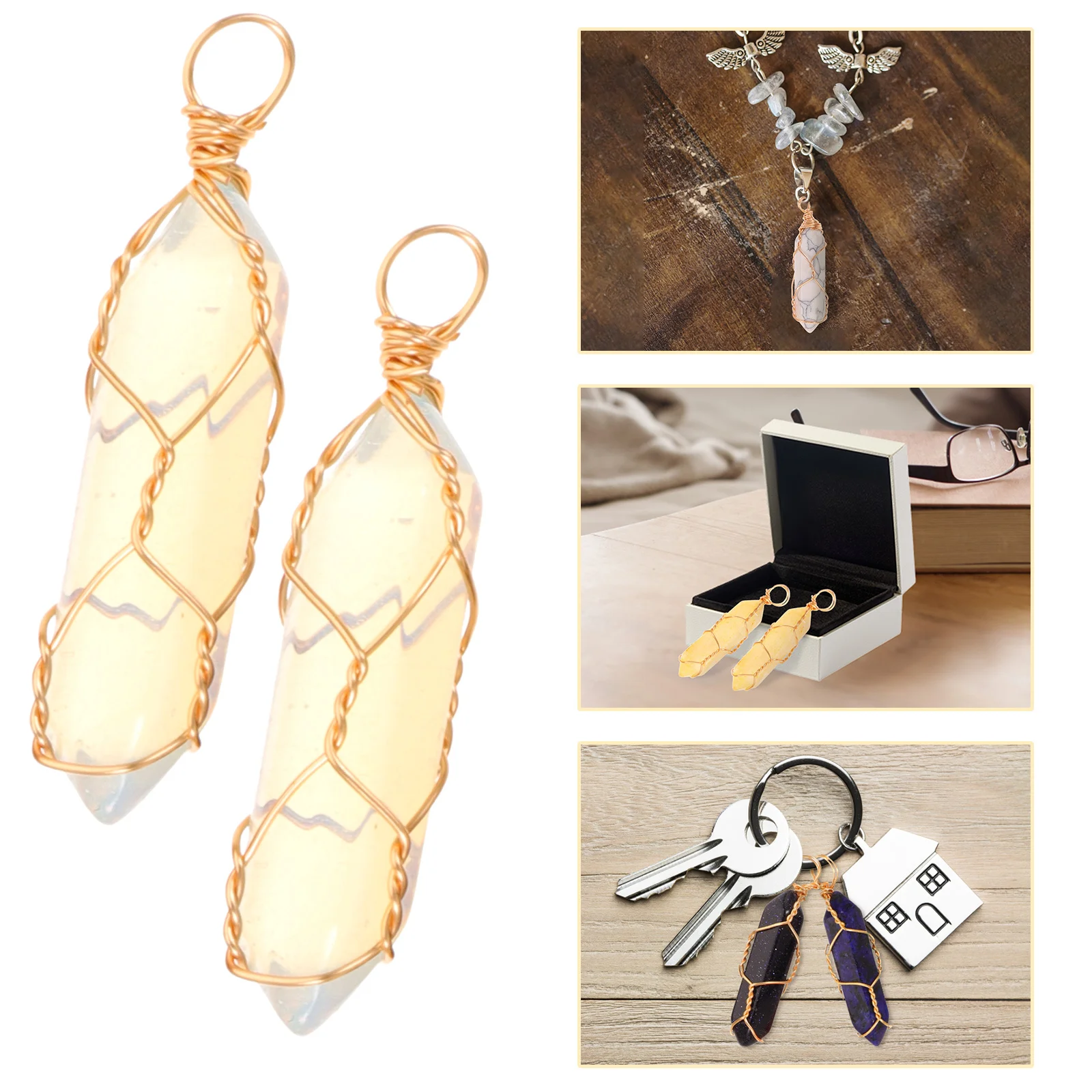 12 Pcs Crystal Agate Necklace Charms for Jewellery Making Hanging Pendant Hexagon Ornament Jewelry Pendants Copper Necklaces
