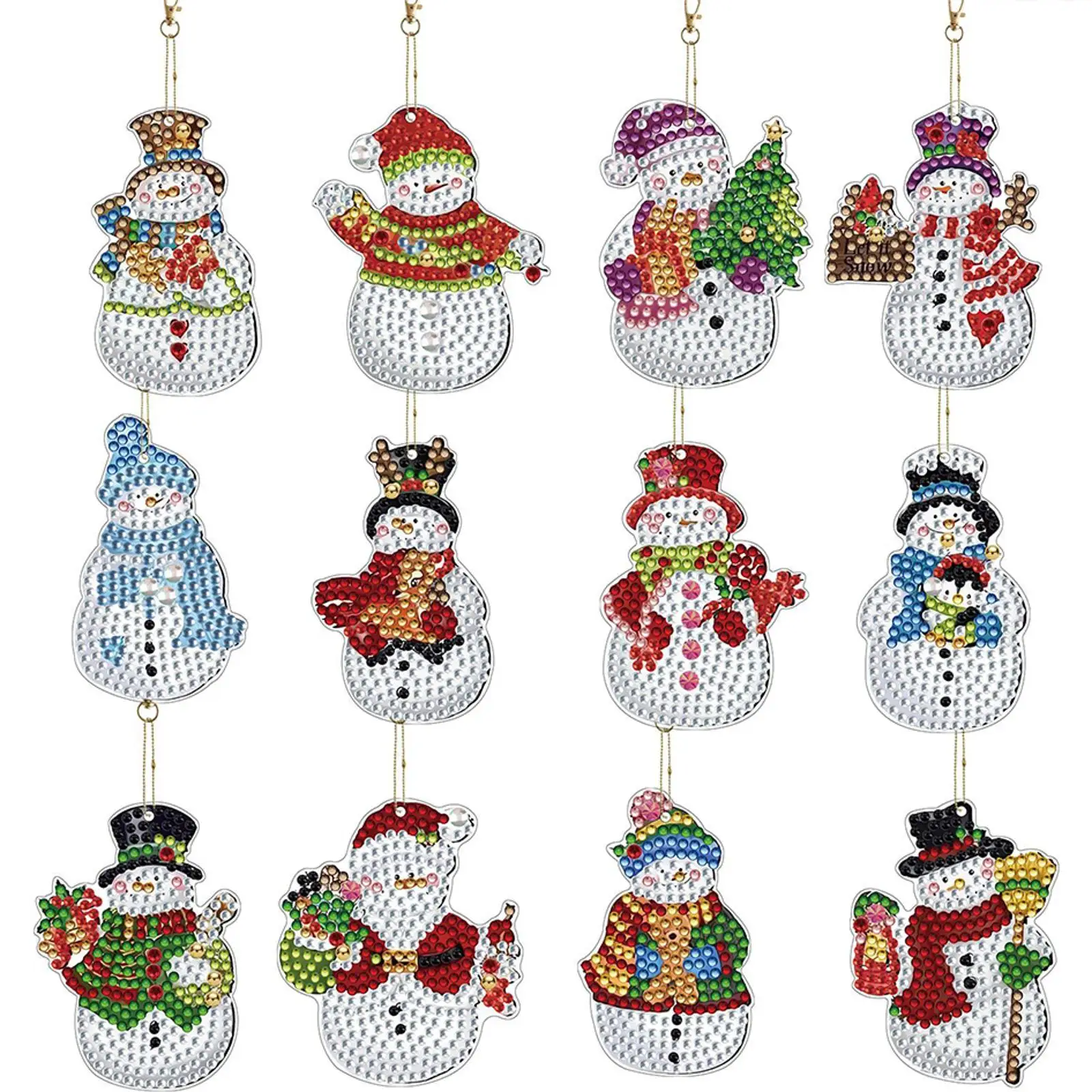 

12 PCS Christmas Diamond Art Keyring DIY Diamond Art Charms Diamond Art Painting Keychains for Beginners Unique Handmade Gift