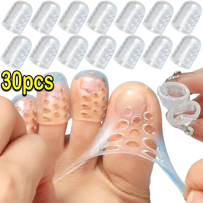 30PCS Transparent Silicone Toe Caps Anti-Friction Breathable Toe Protector Prevents Blisters Toe Caps Cover Protectors Foot Care