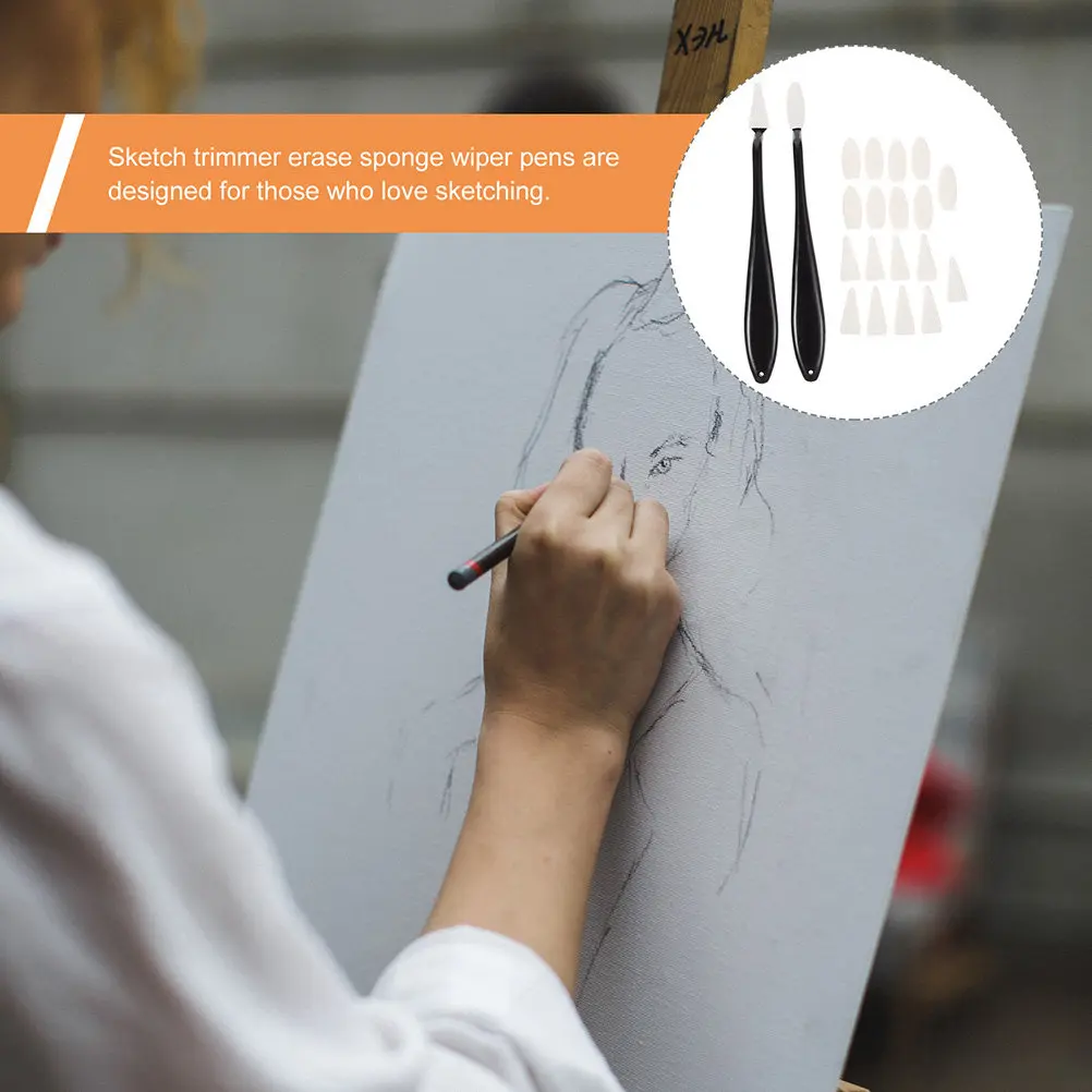 6Pcs Sketch Drawing Tool Set Soft Sponge Pads Easy Install Remove Blending Sticks for Shading Highlight Shadows