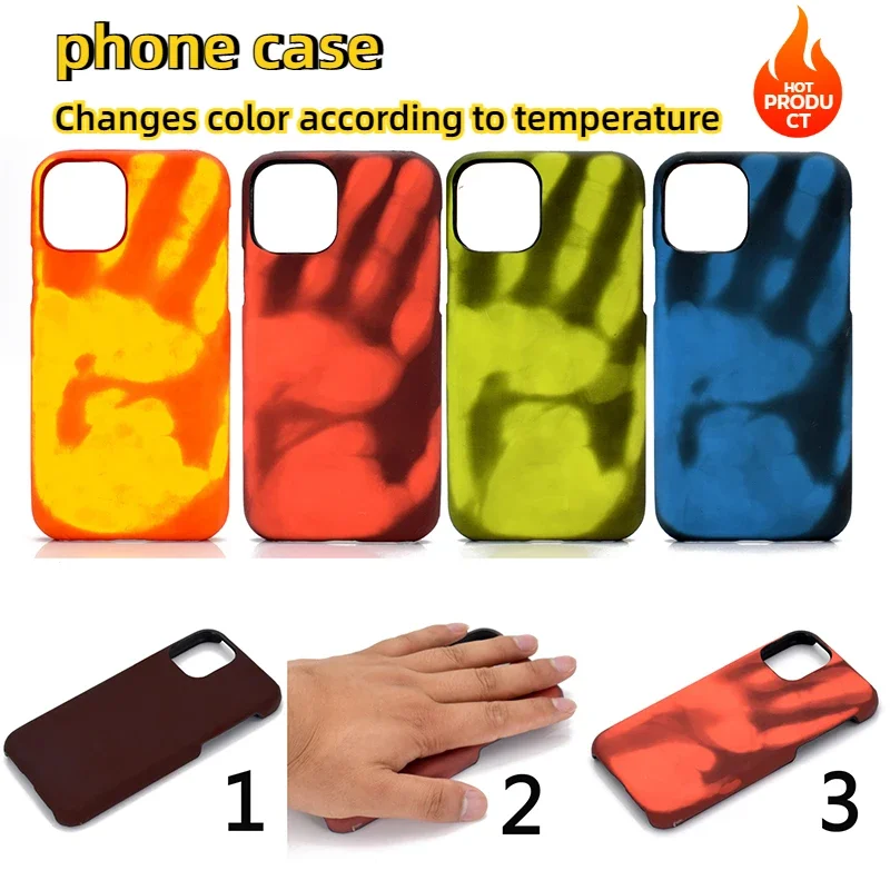 Temperature Sensing Discoloration Phone Case Back Cover for IPhone 16 15 14 Plus 13 Pro Max 12 Mini 8 7 Plus 6 6S SE