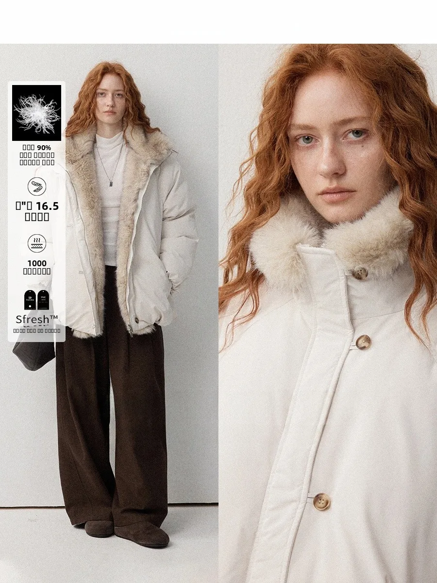 

CHACHASTU Tee Star Reassurance 90 White Du down Jaet Women's Thiened Warm Autumn Winter Coat Outerwear