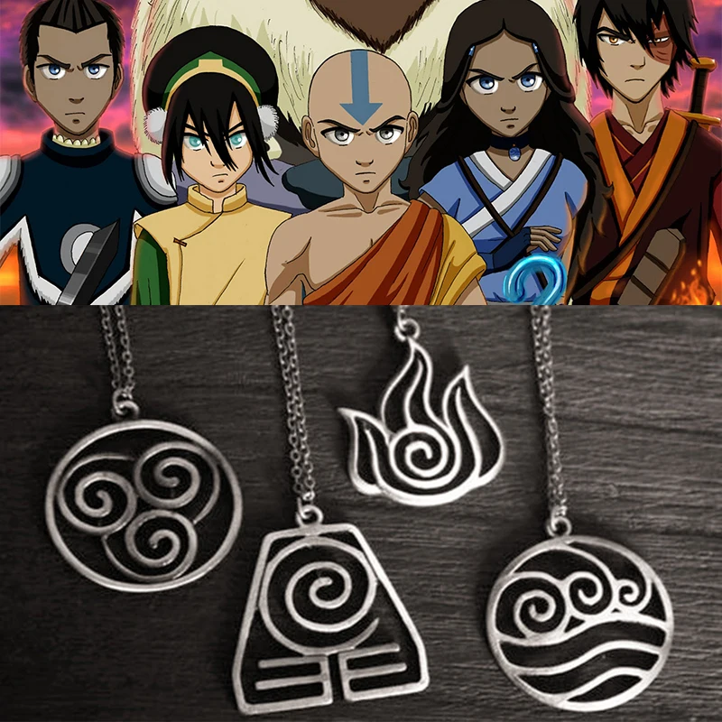 Avatar The Last Airbender Pendant Necklace Air Nomad Fire and Water Tribe Vintage Link Chain Necklaces Jewelry Accessories