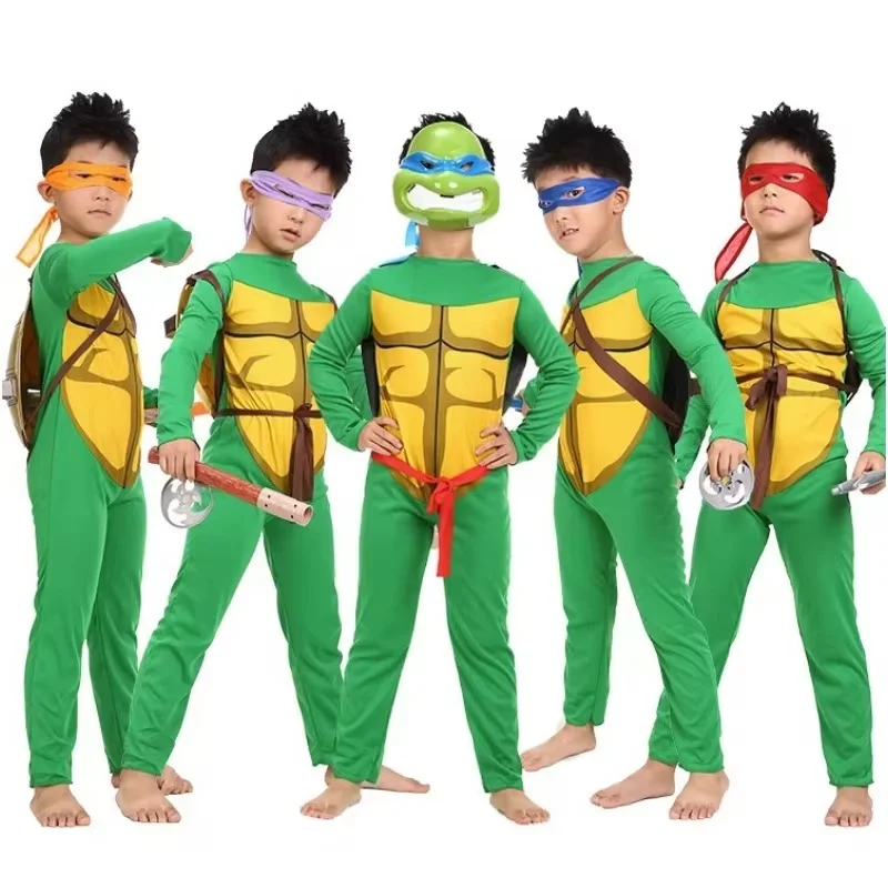 2024 New Sale Children Teenage Ninja Cosplay Costume Ninja Turtle Suit Clothes Vice Anime Halloween Birthday Party Gifts