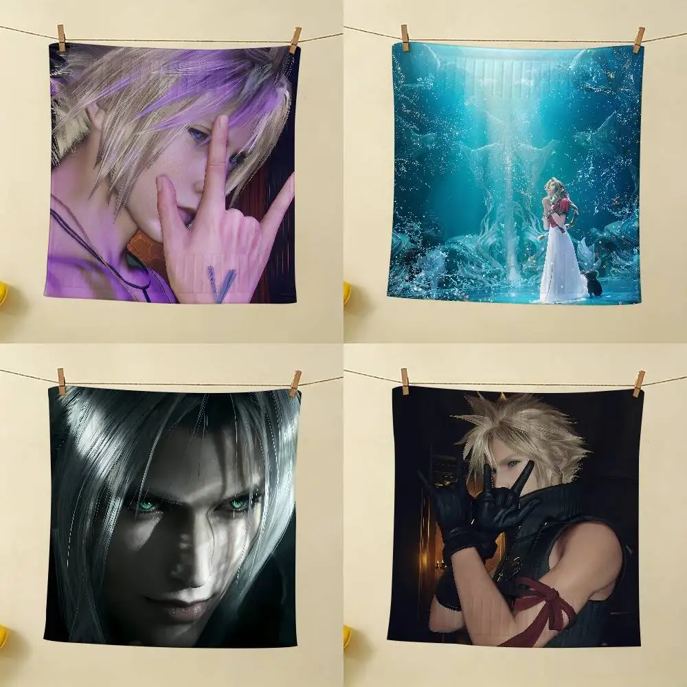 Game F-Final F-Fantasy VII Kitchen Hand Towel Soft Absorbent Bathroom Hanging Towel Cartoon Kids Wipe Handkerchief