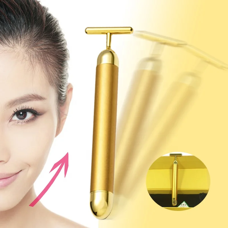 

Facial Sculpting Tool Beauty Care 24k Facial Massage Stick Roller 3D Golden Energy Bar Vibrating Massager for Women Beauty