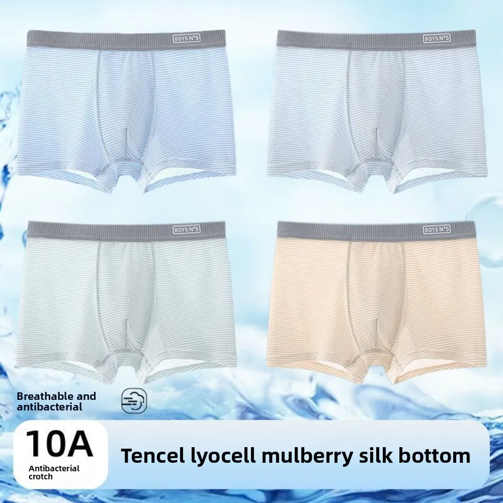 4 Stück dünne Eisseiden-Boxershorts, nahtlose Unterhosen, Eisseiden-Boxershorts, Dessous, Teenager-Unterwäsche für Männer