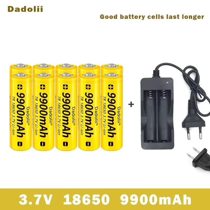 18650 Battery Rechargeable Battery 3.7V 18650 9900mAh Capacity Li-ion Rechargeable Battery For Flashlight Torch Battery+Charger