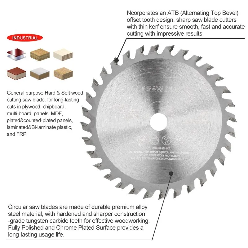 CMCP ไม้ใบเลื่อย115มม.คาร์ไบด์ Tipped TCT Saw Disc สำหรับงานไม้พลาสติก PVC แผ่นตัดใบเลื่อยวงเดือน