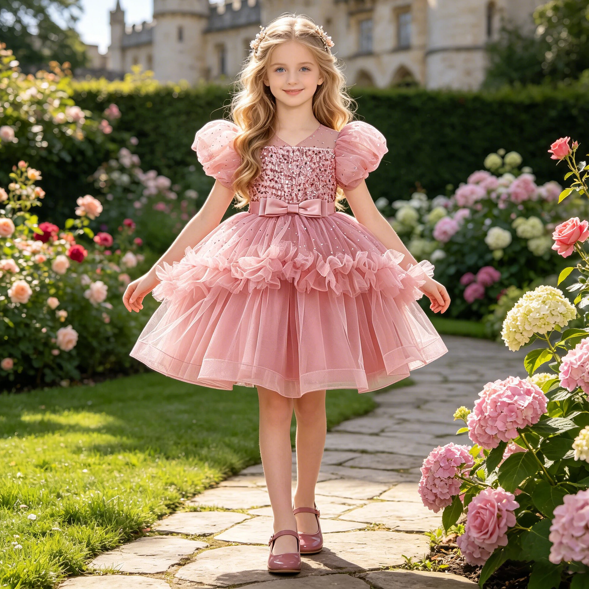Summer Bridesmaids Party Girl Dresses Elegant Bow Wedding Birthday Princess Prom Dresses Girl Gala Tulle Graduation Evening Gown