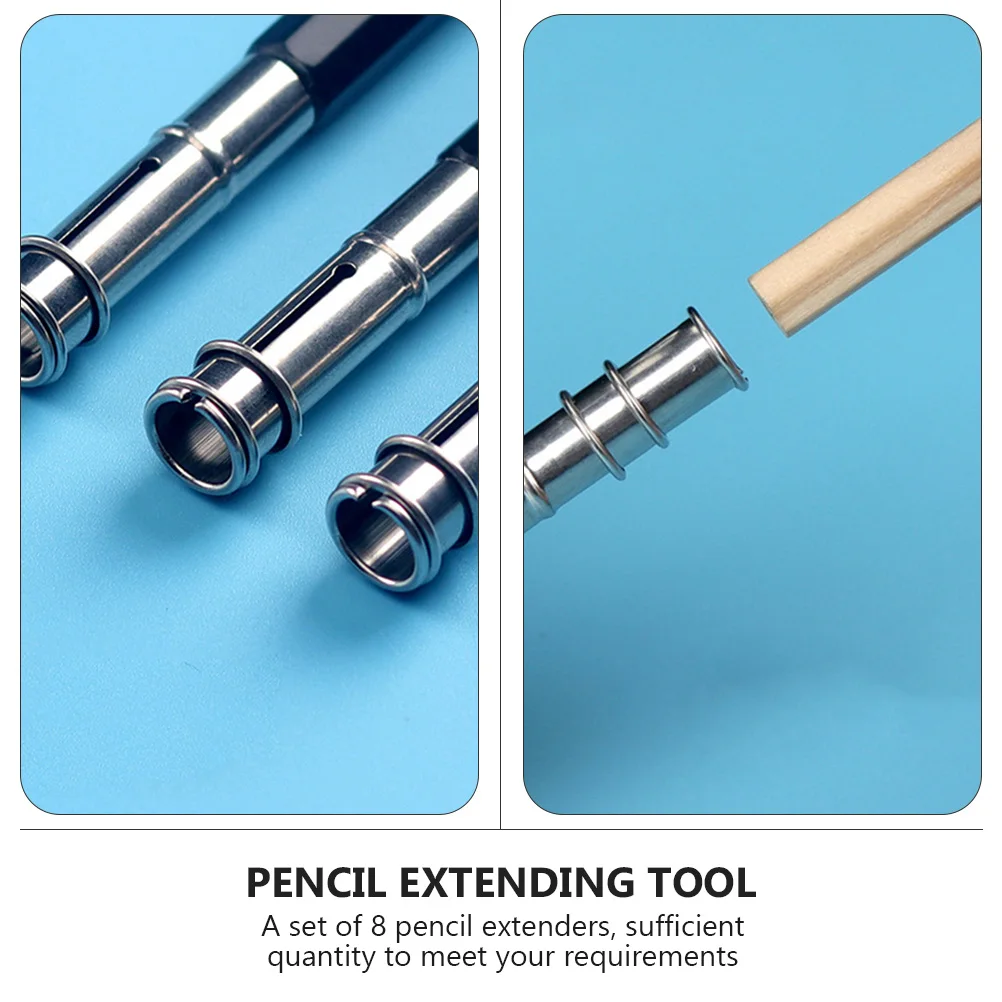 

8 Pencil Extender Metal Lengthener Double Ends Tool Sturdy Lightweight Desk ganizer Students Office Gift Holder