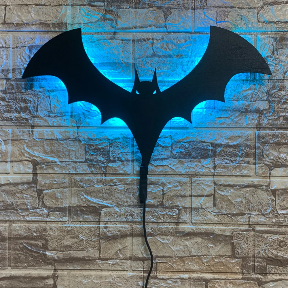 ZK50 New Cool Bat Light LED Wall Light Background Wall Night Light USB Remote Control 16 Color Lighting Christmas Gift