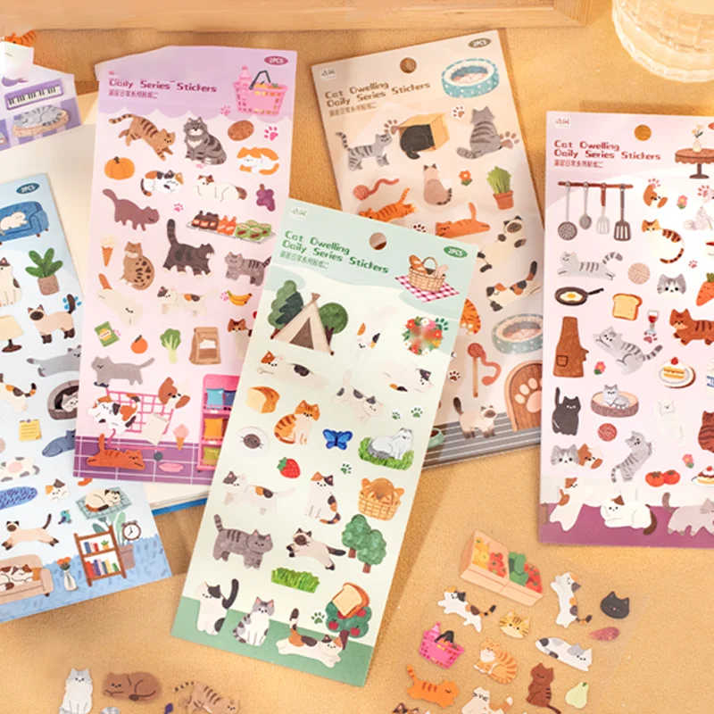 

Mr.Paper Cute Animal Stickers 2 Sheets/Pack Kawaii Cartoon Cat Home PET Stickers Home Handbook Decoration DIY Gifts for Friends